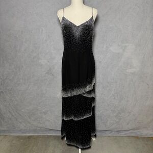 Forever Yours Size 12 Black Rhinestone Maxi Dress Formal Y2K Glam